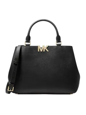 Michael Kors ✿ Florence Medium Saffiano Leather Satchel Handbag ✿ Black Gold MK thumbnail 2