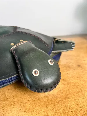 Handmade‎ Green Turtle Leather Backpack Shoulder Bag OOAK Artisan Purse Unique thumbnail 6