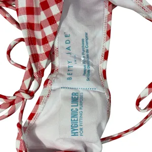 Betty Jade Large Triangle String Bikini Swim Top Bottoms Plaid Tie Straps Lined thumbnail 6