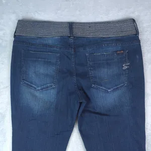 Seven7 Jeans Women 12‎ Blue Dark Wash Embellished Waistband Stretch Bootcut Y2K thumbnail 4