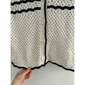 Abercrombie & Fitch Crochet Polo Cardigan XS Preppy Coquette Feminine Stripes thumbnail 6