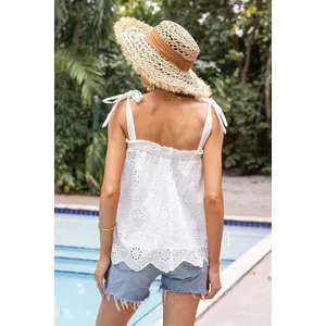 Cupshe White Eyelet Scalloped Hem Cover-Up Top Size Small thumbnail 2