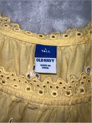Old Navy Yellow White Eyelet Maxi Set L TALL thumbnail 6