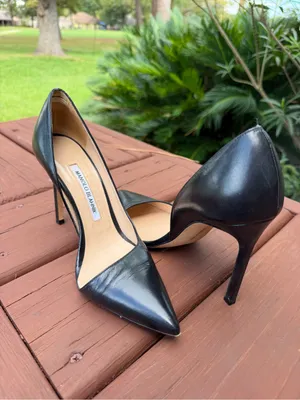 Manolo Blahnik Black Leather D’Orsay Stiletto Pumps 37 US 6.5 thumbnail 9
