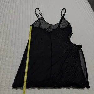 Victoria's Secret Bead Sequin Black Mesh Slip Side Cutout Sheer Lingerie Medium thumbnail 2