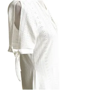 Eyelet Maxi Dress Size Medium NWT Boutique Slit Sleeves Milkmaid Coquette thumbnail 4
