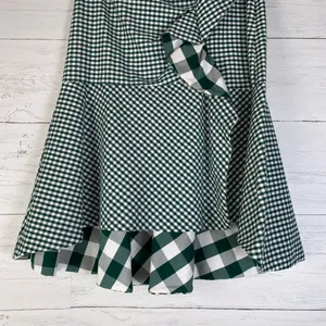 Zara green/white gingham Asymmetric ruffle Midi Skirt size XS thumbnail 3