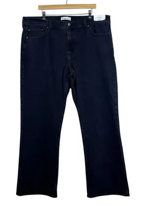 NWT Abercrombie & Fitch The Baggy Low Rise Solid Jeans Black Wide Leg Size 34L thumbnail 1