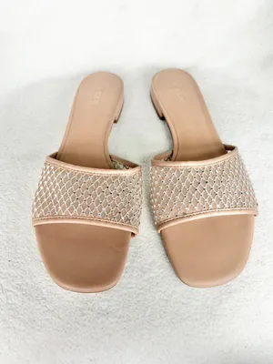 J.Crew Factory Nude Rhinestone Mesh Sparkle Slide Sandals CI954 Sz 10M thumbnail 5