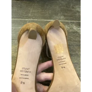 STUART WEITZMAN Taupe Nudistsong Suede 105 Strappy Sandals 9.5 heels brown thumbnail 9