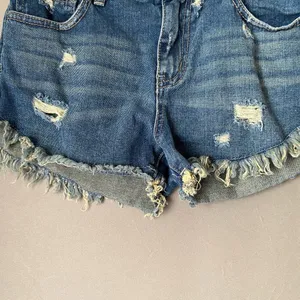 Free People Cowgirl Boho Beachy Distressed Frayed Denim‎ Jean Shorts 26 Blue thumbnail 6