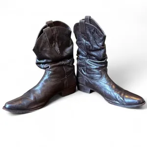 Vintage Brown Leather Slouchy Western Boots Made in Brazil Pointed Toe Boho 8 thumbnail 6
