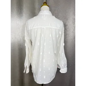 Maeve Anthropologie White Pineapple Embroidered Button Down Shirt Size 6 thumbnail 3