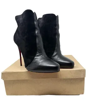 Christian Louboutin Gaetanina Black Leather Suede Almond Toe Ankle Boots Size 40 thumbnail 1