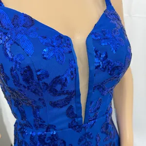 EAST COAST BELLA Royal Blue Sequin Cocktail Dress Corset Back Mini Women’s Sz 2 thumbnail 7