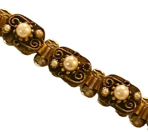 Vintage pearl book link bracelet thumbnail 4
