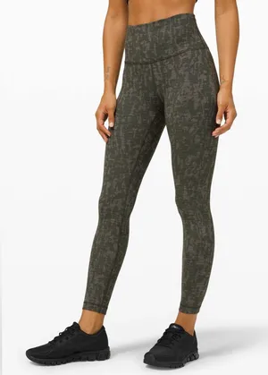 Lululemon Wunder Train High Rise Tights Leggings Heathered Bronze Green Olive thumbnail 1