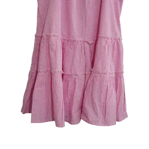 Maisie Pink Gingham‎ Tiered Mini Dress Cotton Babydoll Ruffle Trim NWT Size M thumbnail 3