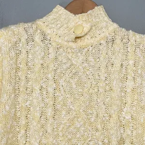 Vintage Butter Yellow Fits Size Small Sweater Cottage Boucle Knit Romantic Boho thumbnail 4