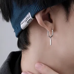 925 Silver Plated Unisex Hip Hop Dangle Drop Earrings for Men Women thumbnail 4