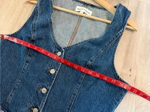 Women's Dark Blue Denim Button Vest size Large thumbnail 5