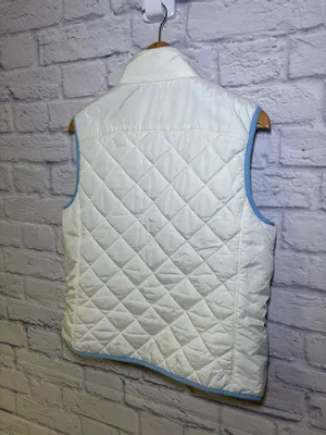 Lands End Vest Women's Size Med 10/12 White Blue Quilted Warm Full Zip Primaloft thumbnail 6