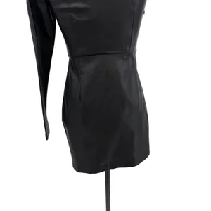NBD Senia‎ One Shoulder Faux Leather Mini Dress Black Long Sleeve XXS NWT thumbnail 11