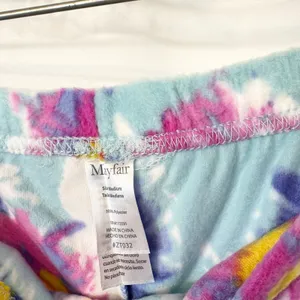 Mayfair Medium Pajama Set Floral Fleece Blue Pink Watercolor‎ Vivid NWT Gift 515 thumbnail 3
