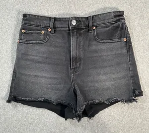 American Eagle Highest Rise 90's Boyfriend Jean Shorts Size 6 Black Denim Stretc thumbnail 1