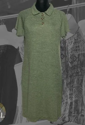 Green Knit Polo Dress - Size Large thumbnail 12