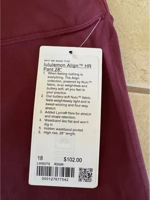 Lululemon Align High Rise 28” Red Merlot Size 18 NWT thumbnail 4