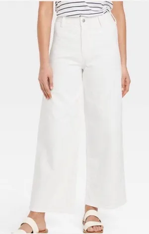 Universal‎ Thread Wide Leg Jeans Women 14 White High Rise Comfort Stretch Casual thumbnail 1