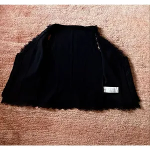 Black Lace Trim Corset Style Vest Soft Velvety Feel Size S thumbnail 5