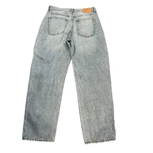 H&M &Denim Distressed Ultra High Waist 90’s Baggy Jeans Light Wash US 12/EU 44 thumbnail 4