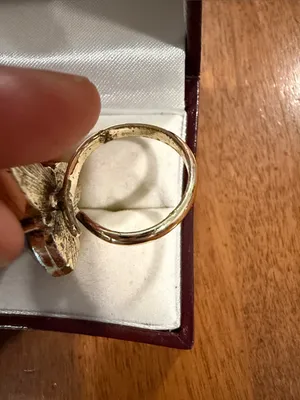 Adjustable Gold-Tone Ring with Iridescent Purple-Blue Teardrop Stones thumbnail 7