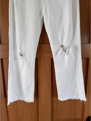 MOTHER The Hustler Ankle Fray Jeans In Tea and Biscuits White Wash Women’s sz 27 thumbnail 3