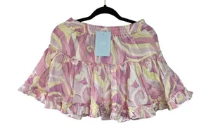 Hill House The Paz Skirt Mini Candy Kaleidoscope Pink Ruffle M thumbnail 1