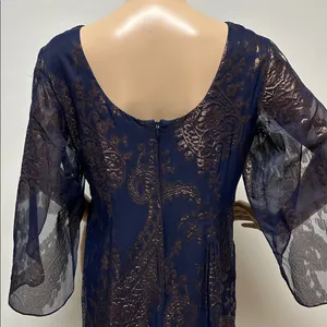 Leslie Fay Navy & Metallic Rose Gold Short Dress with split sleeves size 10 thumbnail 8