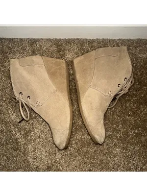 Toms Tan Suede Ankle Wedge Boots Women's Size 7.5 thumbnail 4