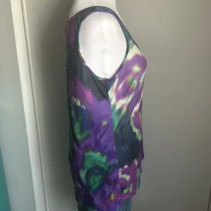 Express Women’s Rhinestone Embellished Floral Vibrant Watercolors Print Tank Top thumbnail 5