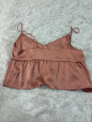 Wilfred Rust Pink Satin Peplum Cami Top thumbnail 2