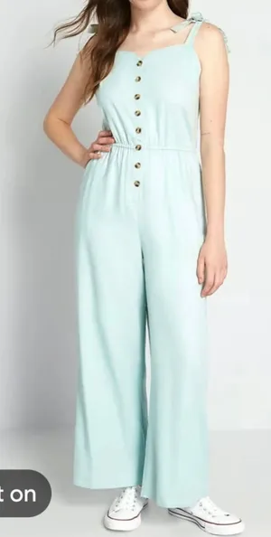 ModCloth Women’s Everyday Walking Momentum Sleeveless Linen Blend Jumpsuit SizeM thumbnail 1