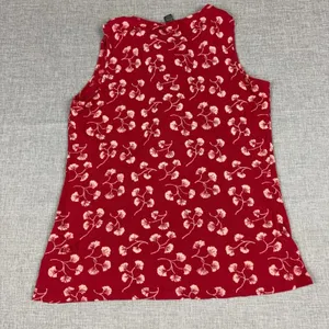 Lauren Ralph Lauren Tank Womens M Red Floral V-Neck Ruffle Jersey Lightweight thumbnail 7