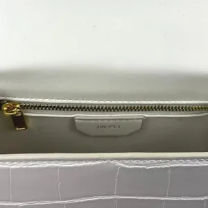 JW Pei Women's White Leather Croc Snap The Fae Crossbody Handbag One Size thumbnail 5