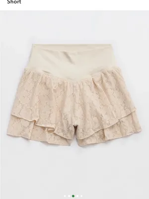OFFLINE by Aerie Real Me Lace Flowy Shorts in Light Blue thumbnail 4