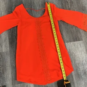 ASTR bright coral lace lined drop back dress - xs thumbnail 10