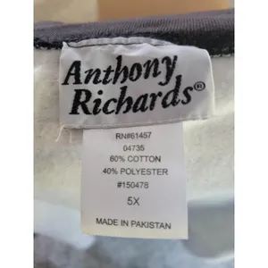 Anthony Richards 5X Plaid Button Front Long Sleeve Top Shirt Black‎ White thumbnail 4