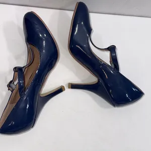 Journee Collection Old Money Business Casual Formal T‎ Strap Stiletto Blue Pumps thumbnail 9