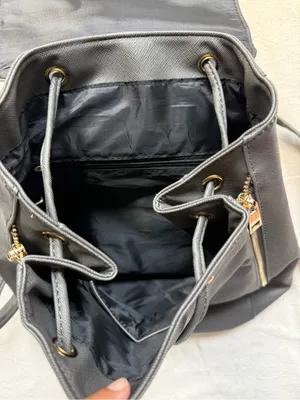 Women’s Gray Backpack Purse with Gold Accent thumbnail 4