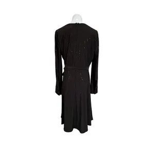 DKNY Faux Wrap A-Line Dress 8 Black Sparkle LBD Party‎ Holiday NWT $150 thumbnail 4